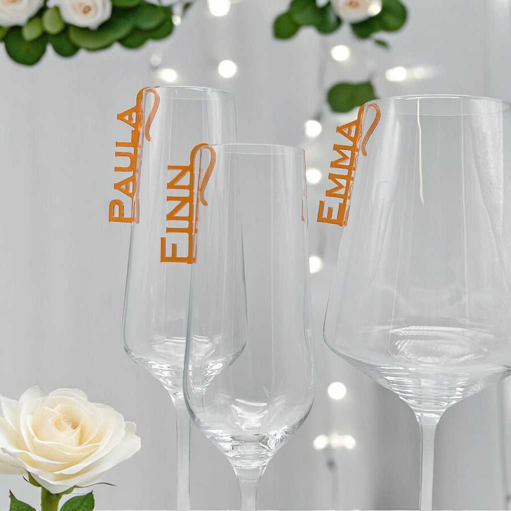 Glasmarkierer Hochzeit Platzkarte Name Anhänger Glas personalisiert Tischkarte Namensschild Weinglas Sektglas personalisiert Tischdeko Taufe