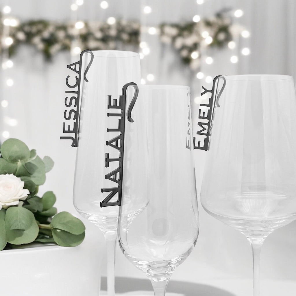 Glasmarkierer Hochzeit Platzkarte Name Anhänger Glas personalisiert Tischkarte Namensschild Weinglas Sektglas personalisiert Tischdeko Taufe