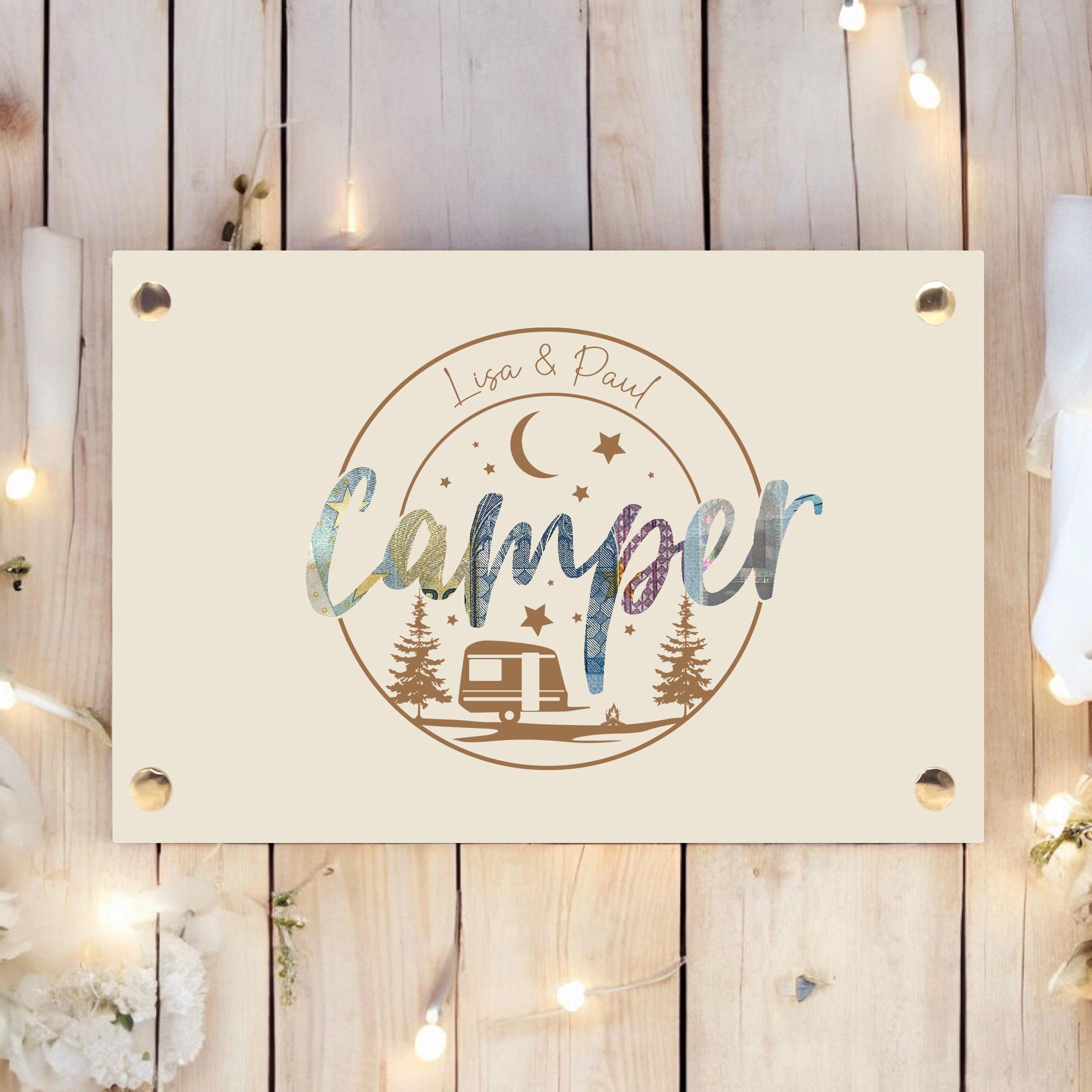 Hochzeit Geldgeschenk Camper Wohnwagen Camping Wohnmobil Geburtstag Geld schenken Geschenk Name Gutschein personalisiert Geburtstagsgeschenk