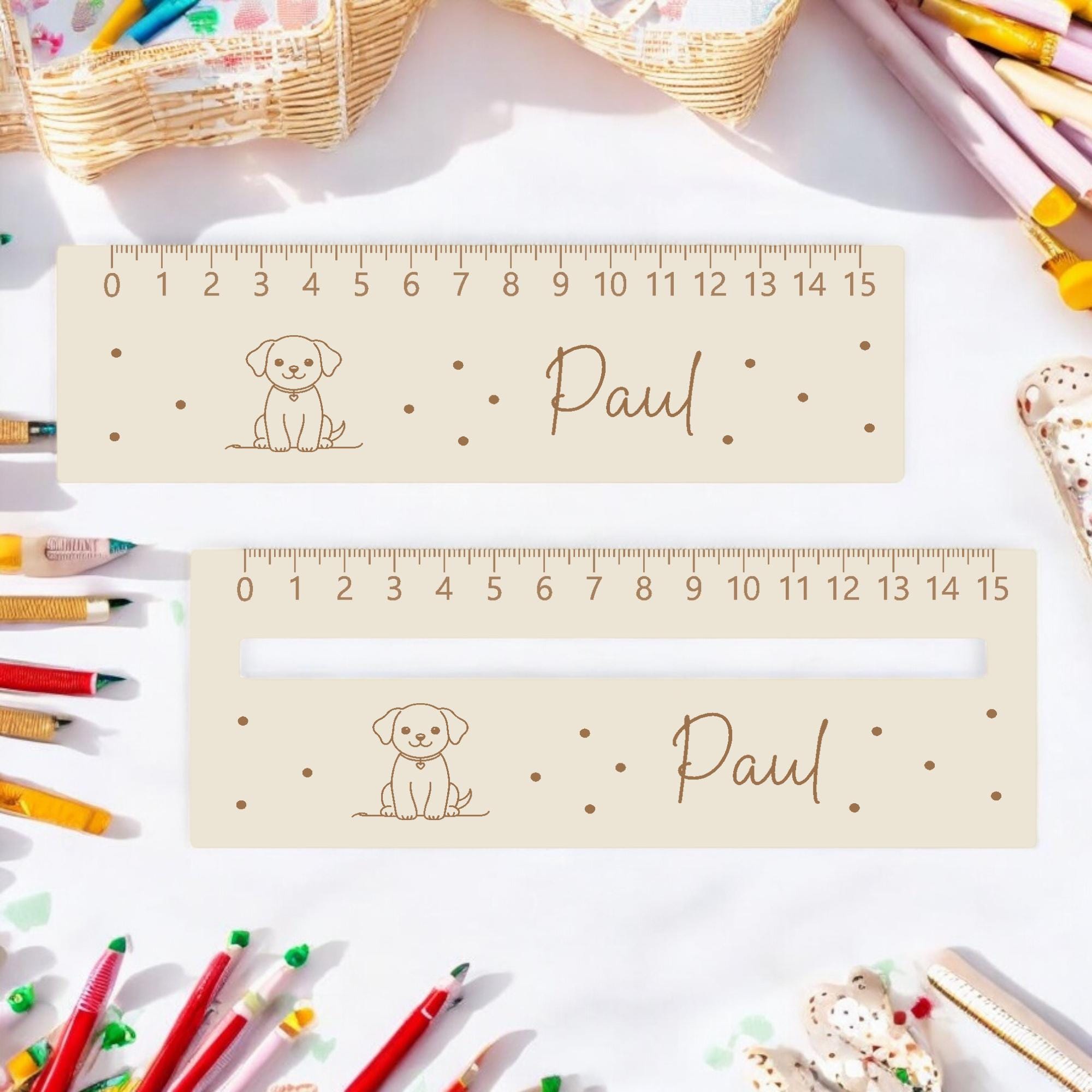 Lesehilfe Lineal personalisiert mit Name | Hund Lesehilfe für Schulkind | Geschenk zur Einschulung | Schultüte Füllung | Schulanfang 2026