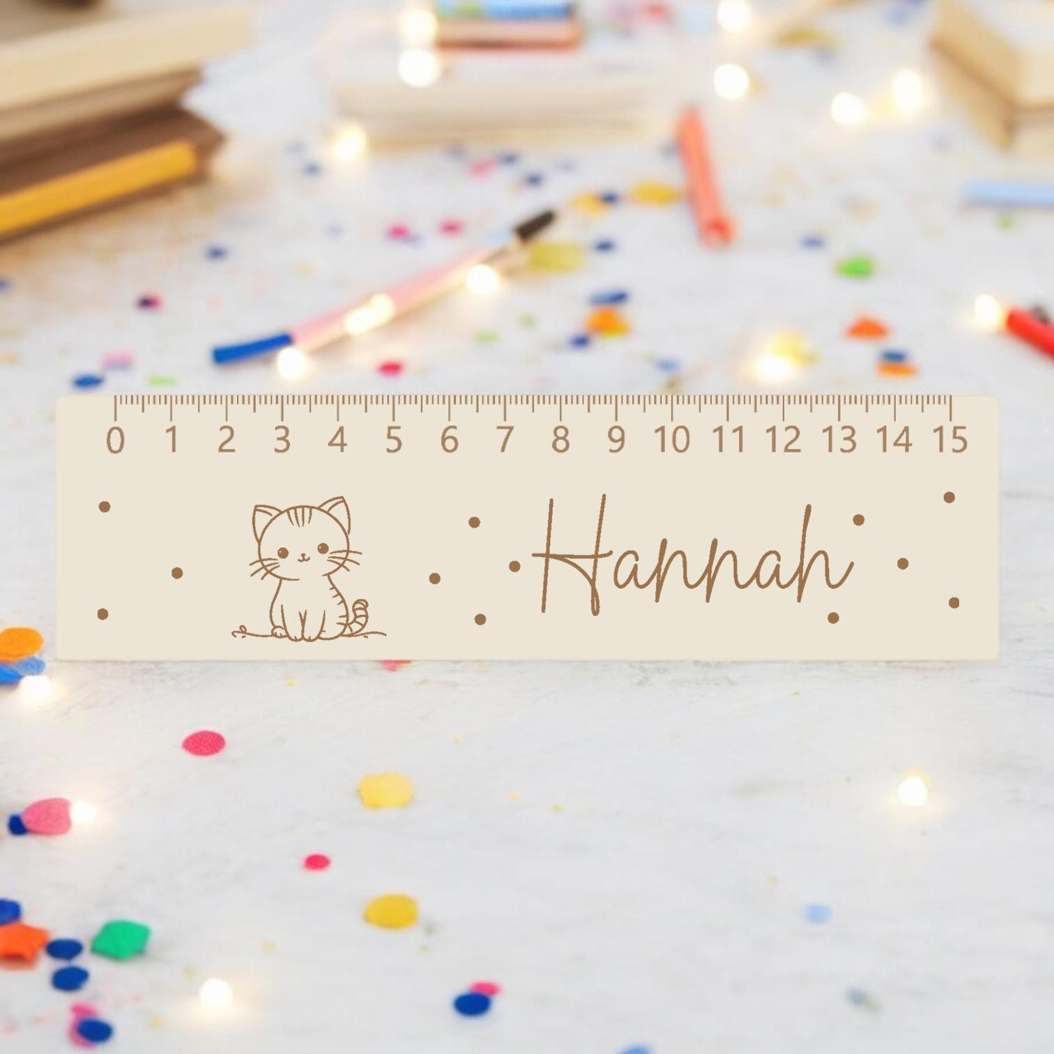 Lesehilfe Lineal personalisiert mit Name | Katze Lesehilfe für Schulkind | Geschenk zur Einschulung | Schultüte Füllung | Schulanfang 2026