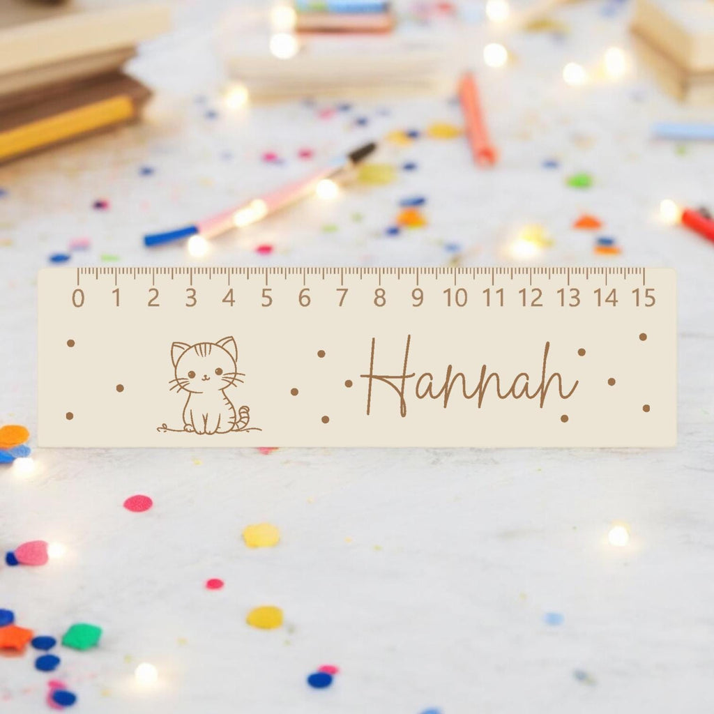 Lesehilfe Lineal personalisiert mit Name | Katze Lesehilfe für Schulkind | Geschenk zur Einschulung | Schultüte Füllung | Schulanfang 2026