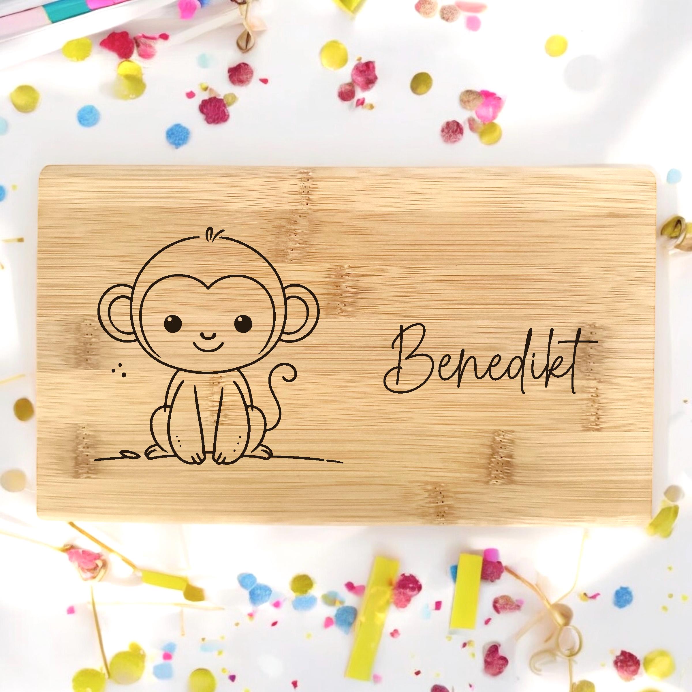 Schneidebrett Kinder Name Tiere Katze Geburtstag Geschenk Taufe Geburt Frühstücksbrett personalisiert Bambus Frühstücksbrettchen Bambus