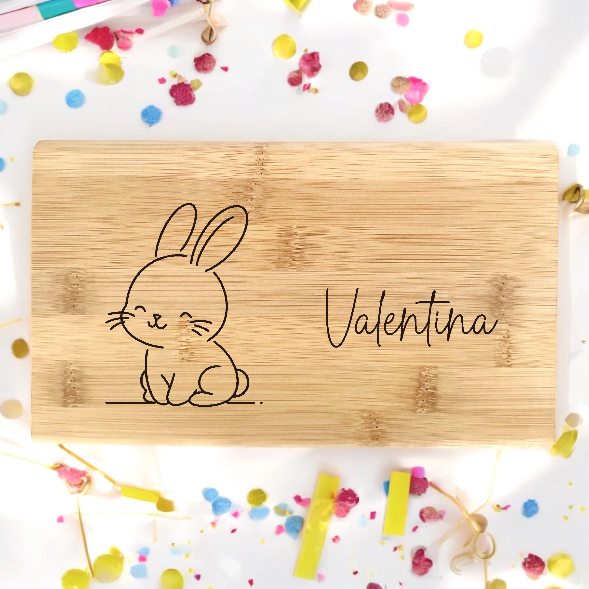 Schneidebrett Kinder Name Tiere Katze Geburtstag Geschenk Taufe Geburt Frühstücksbrett personalisiert Bambus Frühstücksbrettchen Bambus