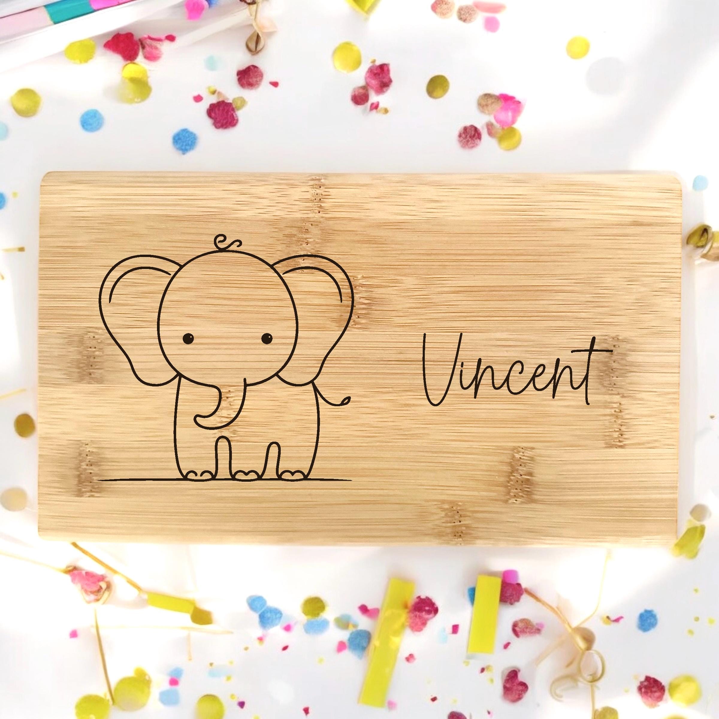 Schneidebrett Kinder Name Tiere Katze Geburtstag Geschenk Taufe Geburt Frühstücksbrett personalisiert Bambus Frühstücksbrettchen Bambus