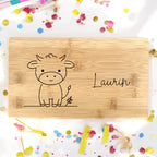 Schneidebrett Kinder Name Tiere Schnecke Geburtstag Geschenk Taufe Geburt Frühstücksbrett personalisiert Bambus Frühstücksbrettchen Bambus