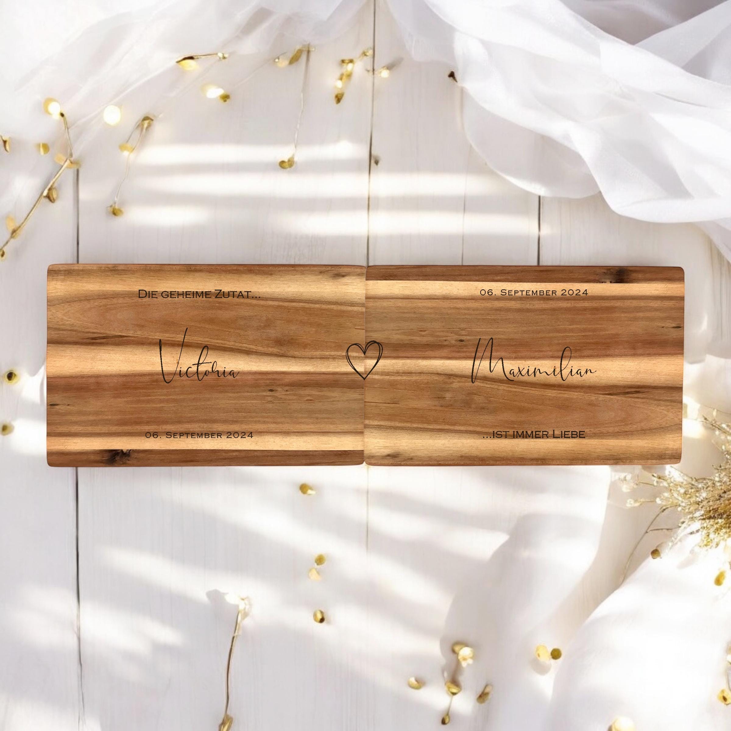 Geschenk Hochzeit Hochzeitsgeschenk Brautpaar Partner Schneidebrett personalisiert Name Geld Geschenk Richtfest Geldgeschenk Mr&Mrs Holz