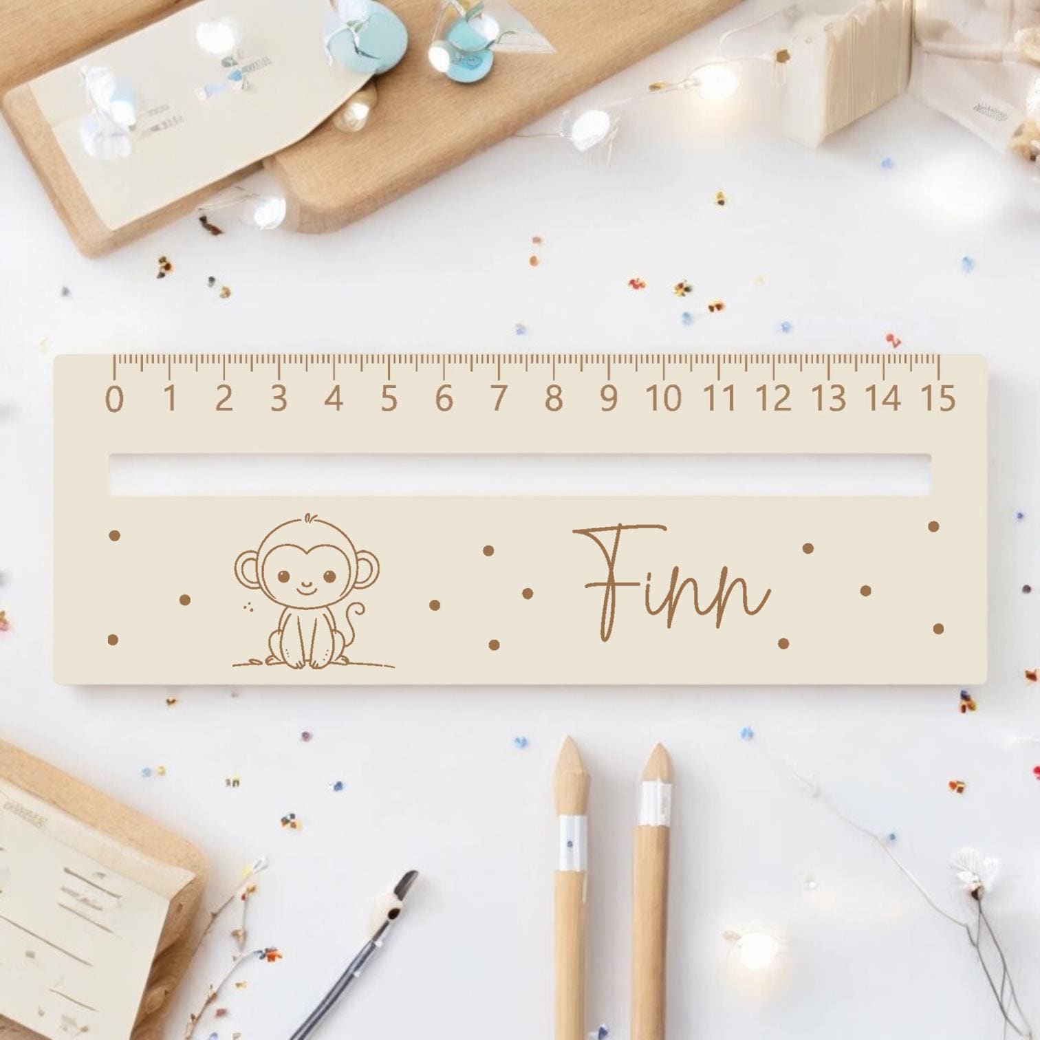 Lesehilfe Lineal personalisiert mit Name | Affe Lesehilfe für Schulkind | Geschenk zur Einschulung | Schultüte Füllung | Schulanfang 2026