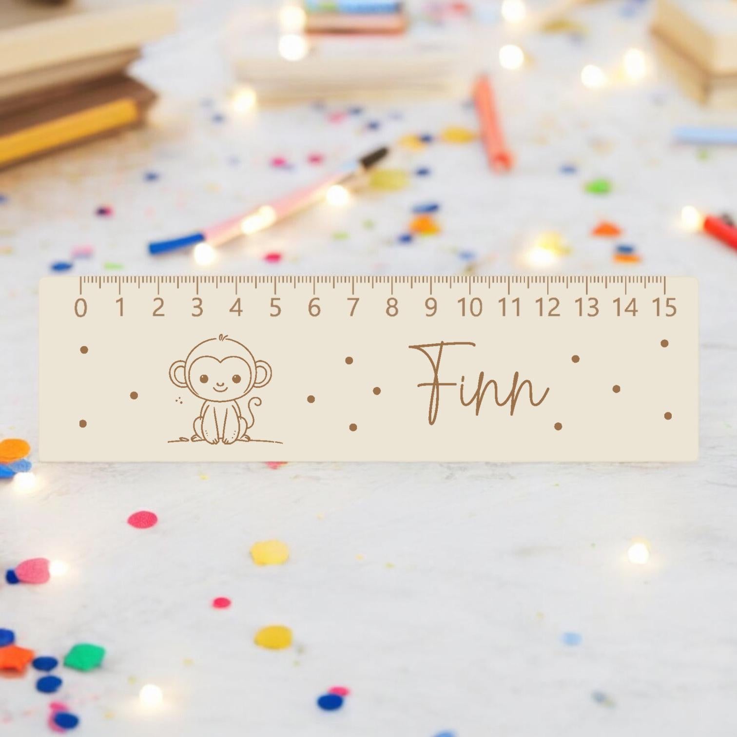 Lesehilfe Lineal personalisiert mit Name | Affe Lesehilfe für Schulkind | Geschenk zur Einschulung | Schultüte Füllung | Schulanfang 2026