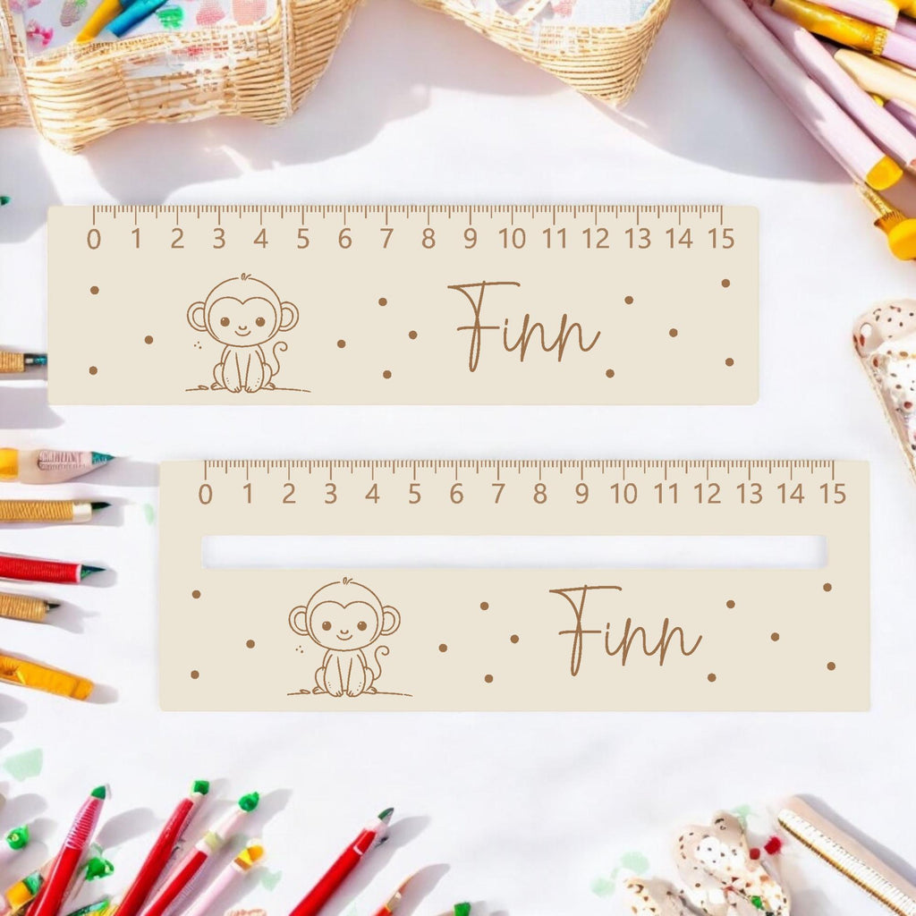 Lesehilfe Lineal personalisiert mit Name | Affe Lesehilfe für Schulkind | Geschenk zur Einschulung | Schultüte Füllung | Schulanfang 2026
