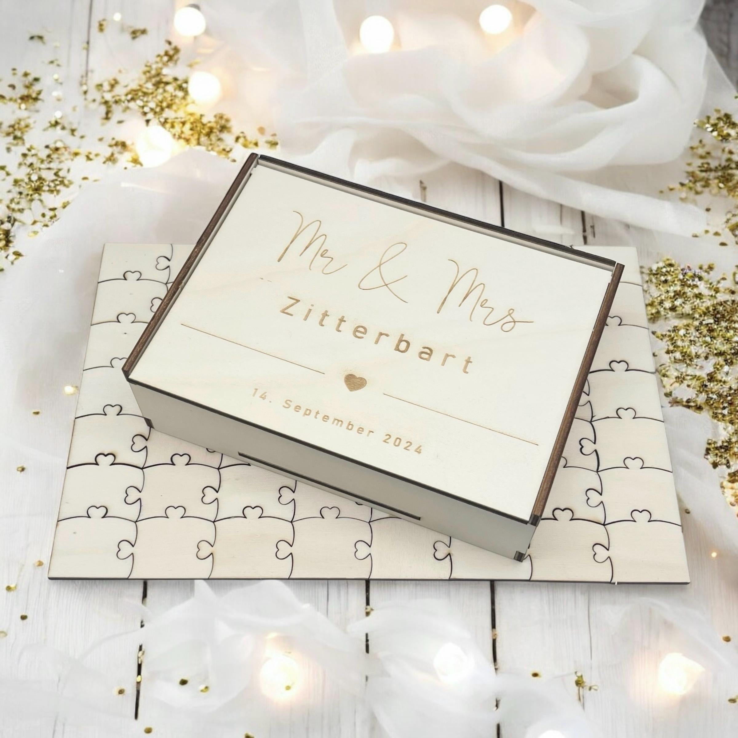 Gästebuch Hochzeit Puzzle Hochzeitsgeschenk personalisiert Hochzeitsgästebuch alternative Brautpaar Name Gästebuch Monogramm Hochzeit Name
