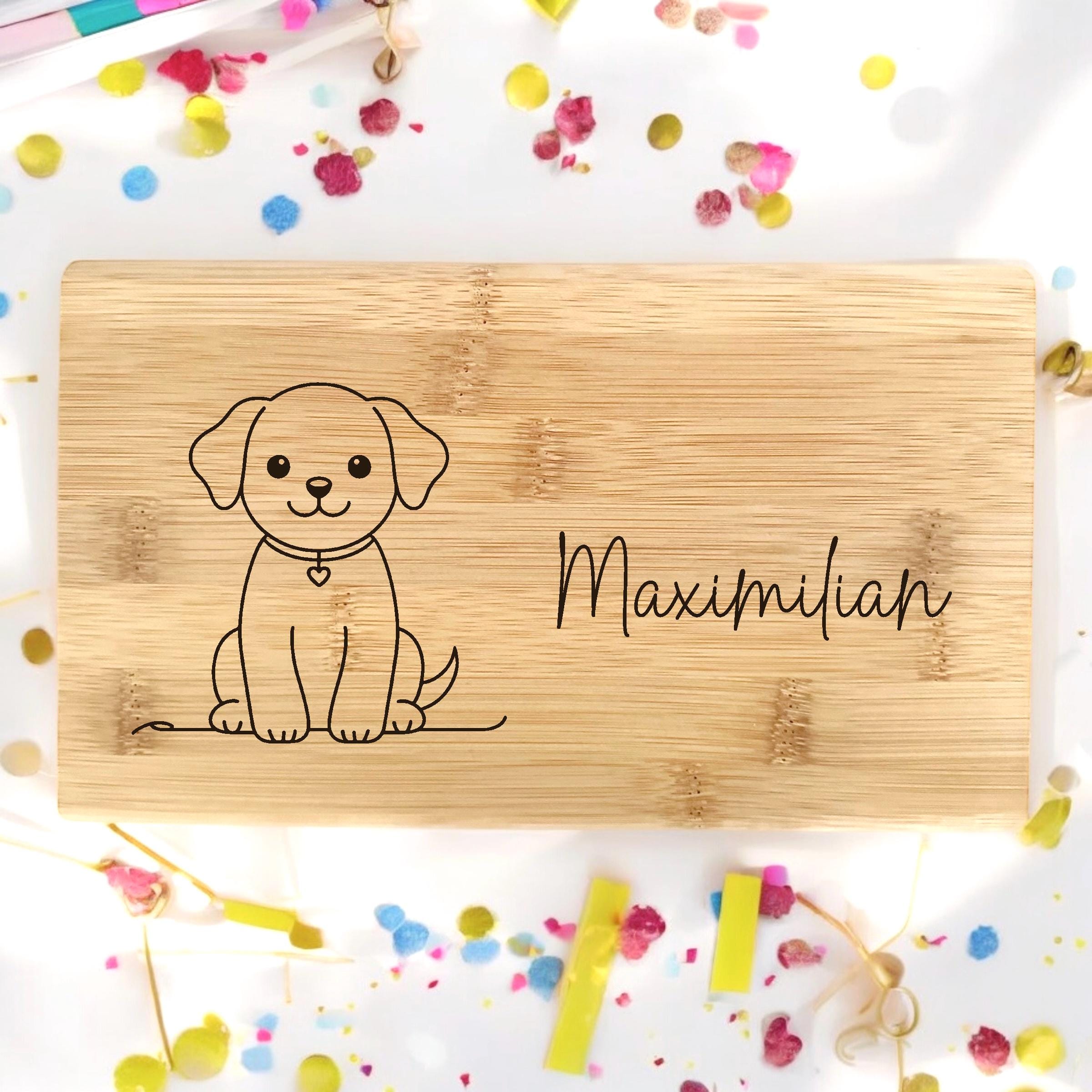 Schneidebrett Kinder Name Tiere Katze Geburtstag Geschenk Taufe Geburt Frühstücksbrett personalisiert Bambus Frühstücksbrettchen Bambus
