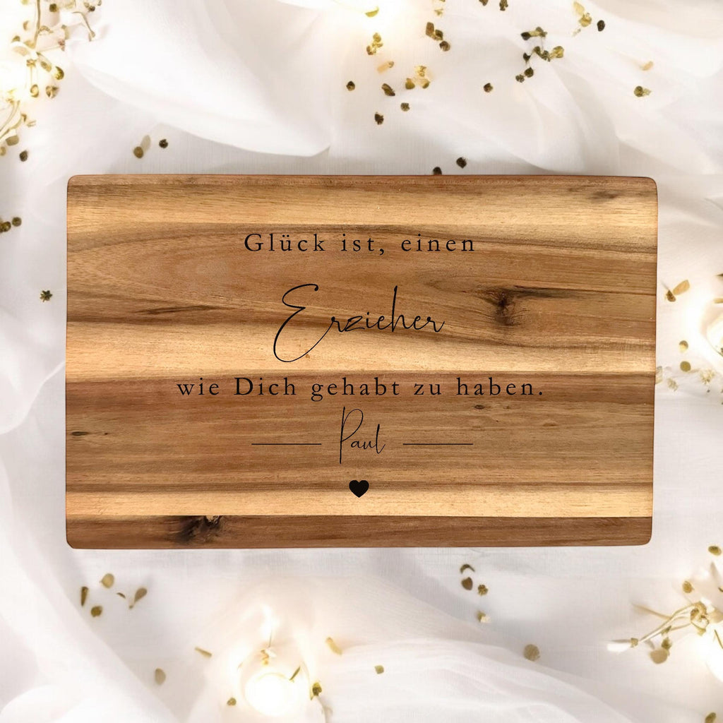 Abschiedsgeschenk Tagesmutter Erzieherin Schneidebrett Name Tageskind Personalisiert Name  Geschenk Abschied Dankeschön Erzieherin mit Herz