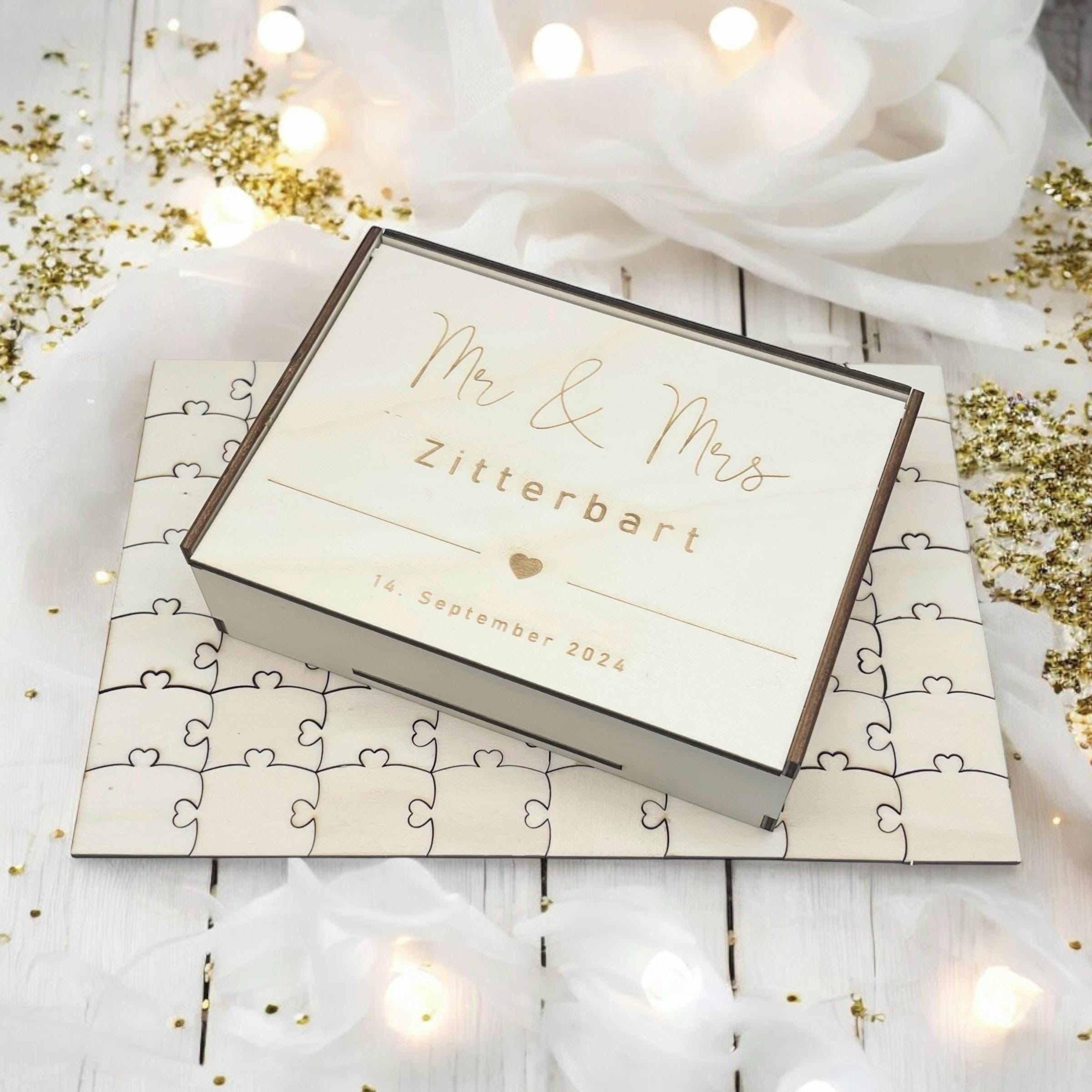 Gästebuch Hochzeit Puzzle personalisiert | Hochzeitsgeschenk mit Namen | Alternative zum Hochzeitsgästebuch