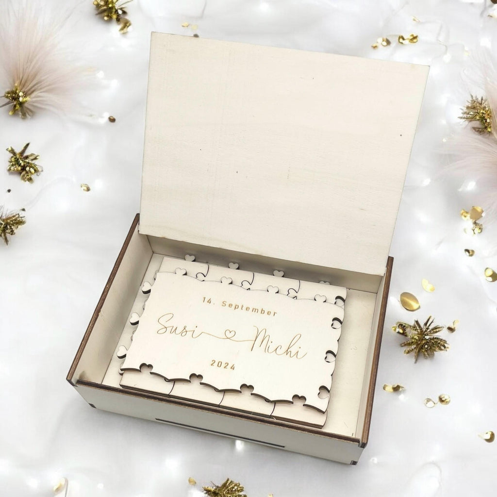 Gästebuch Hochzeit Puzzle personalisiert | Hochzeitsgeschenk mit Namen | Alternative zum Hochzeitsgästebuch