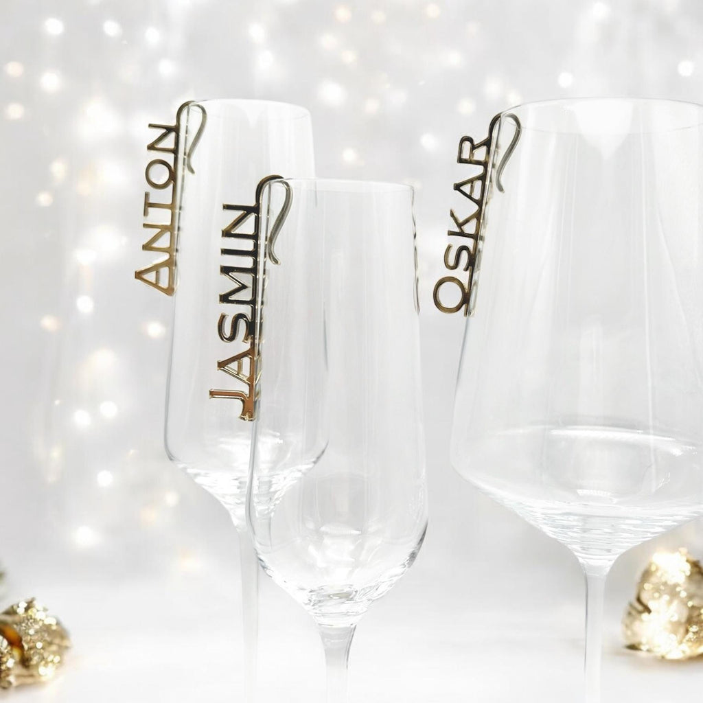Glasmarkierer Hochzeit Platzkarte Name Anhänger Glas personalisiert Tischkarte Namensschild Weinglas Sektglas personalisiert Tischdeko Taufe