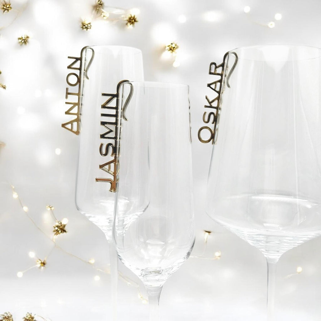 Glasmarkierer Hochzeit Platzkarte Name Anhänger Glas personalisiert Tischkarte Namensschild Weinglas Sektglas personalisiert Tischdeko Taufe