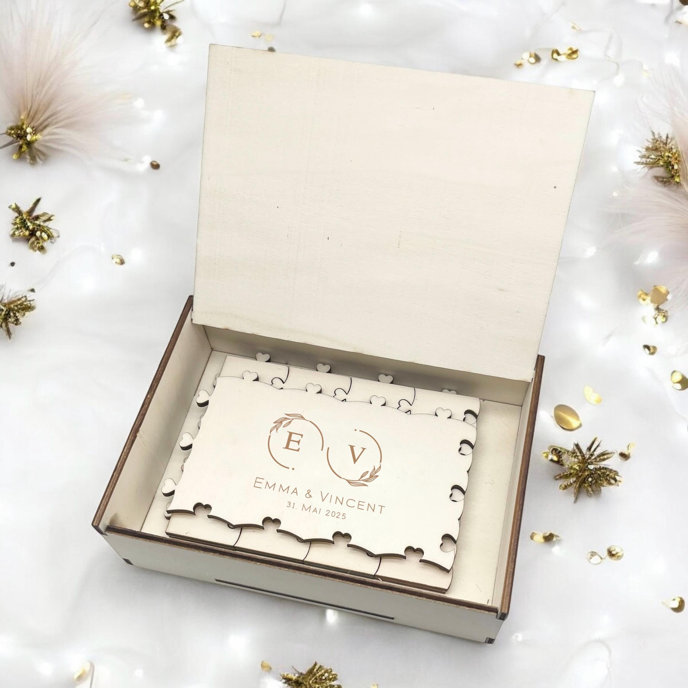 Gästebuch Hochzeit Puzzle Hochzeitsgeschenk personalisiert Hochzeitsgästebuch alternative Brautpaar Name Gästebuch Monogramm Hochzeit Name