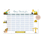 Stundenplan mit Name personalisiert Baustelle Bagger Junge Geschenk Einschulung Schultüte Schulkind 2026 PDF in A4 zum Ausdrucken digital