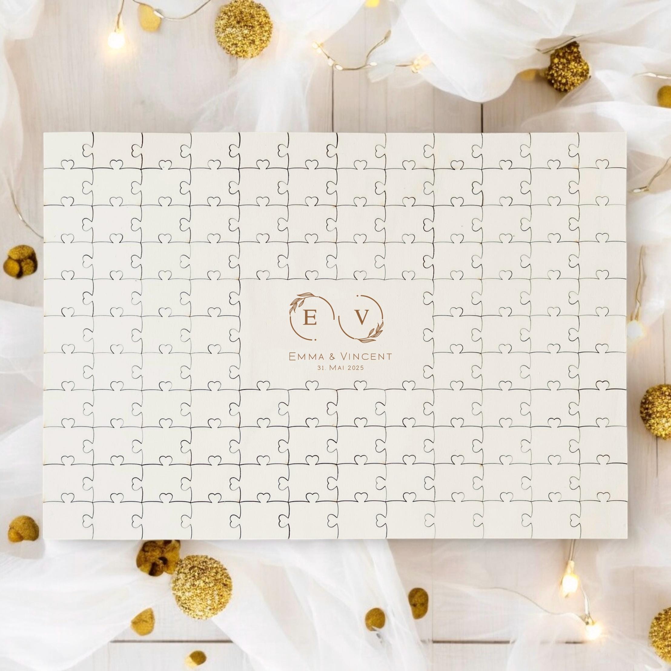 Gästebuch Hochzeit Puzzle Hochzeitsgeschenk personalisiert Hochzeitsgästebuch alternative Brautpaar Name Gästebuch Monogramm Hochzeit Name
