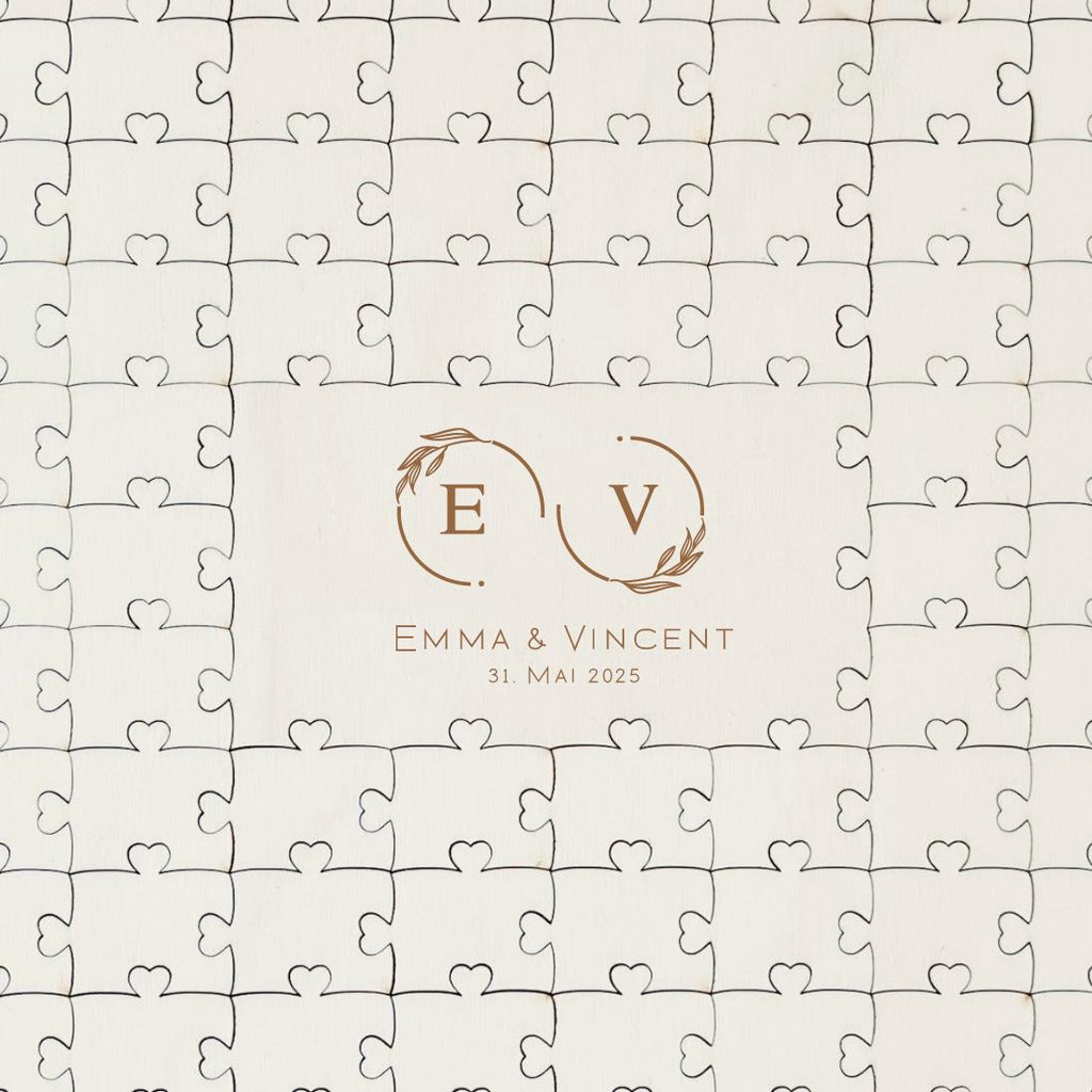 Gästebuch Hochzeit Puzzle Hochzeitsgeschenk personalisiert Hochzeitsgästebuch alternative Brautpaar Name Gästebuch Monogramm Hochzeit Name