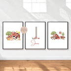 3er Set Poster Bild Tiere Bauernhof Traktor Name personalisert Geschenk Geburt Geburtstag Kinderzimmer PDF A4 zum Ausdrucken digital