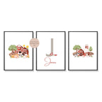 3er Set Poster Bild Tiere Bauernhof Traktor Name personalisert Geschenk Geburt Geburtstag Kinderzimmer PDF A4 zum Ausdrucken digital
