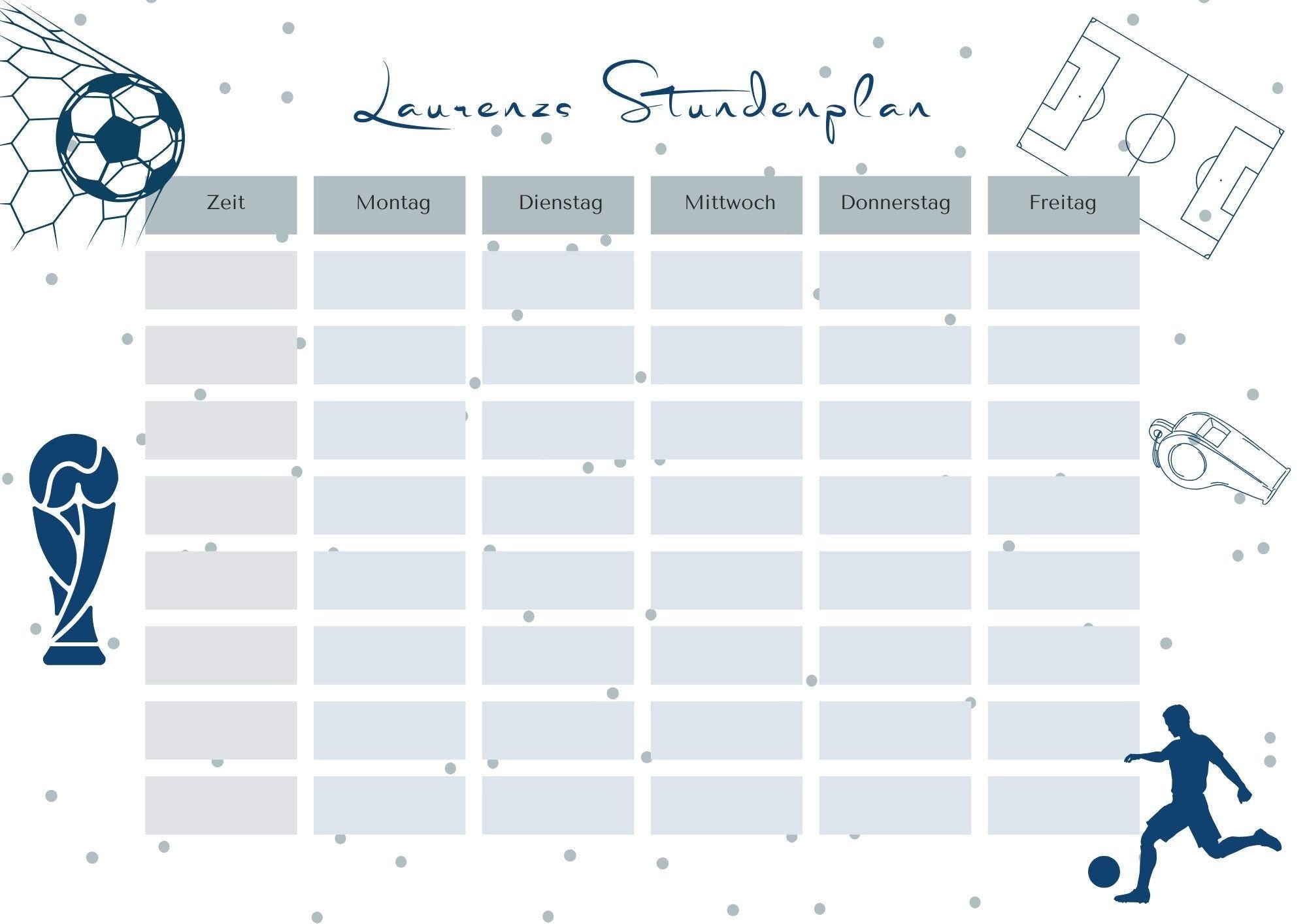 Stundenplan mit Name personalisiert Fußball Geschenk Einschulung Schultüte Schulkind 2026 | PDF in A4 zum Ausdrucken digital