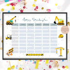 Stundenplan mit Name personalisiert Baustelle Bagger Junge Geschenk Einschulung Schultüte Schulkind 2026 PDF in A4 zum Ausdrucken digital