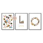 3er Set Poster Bild Bagger Traktor Baustelle Name personalisert Initial Geschenk Geburt Geburtstag Kinderzimmer PDF A4 zum Ausdrucken digita