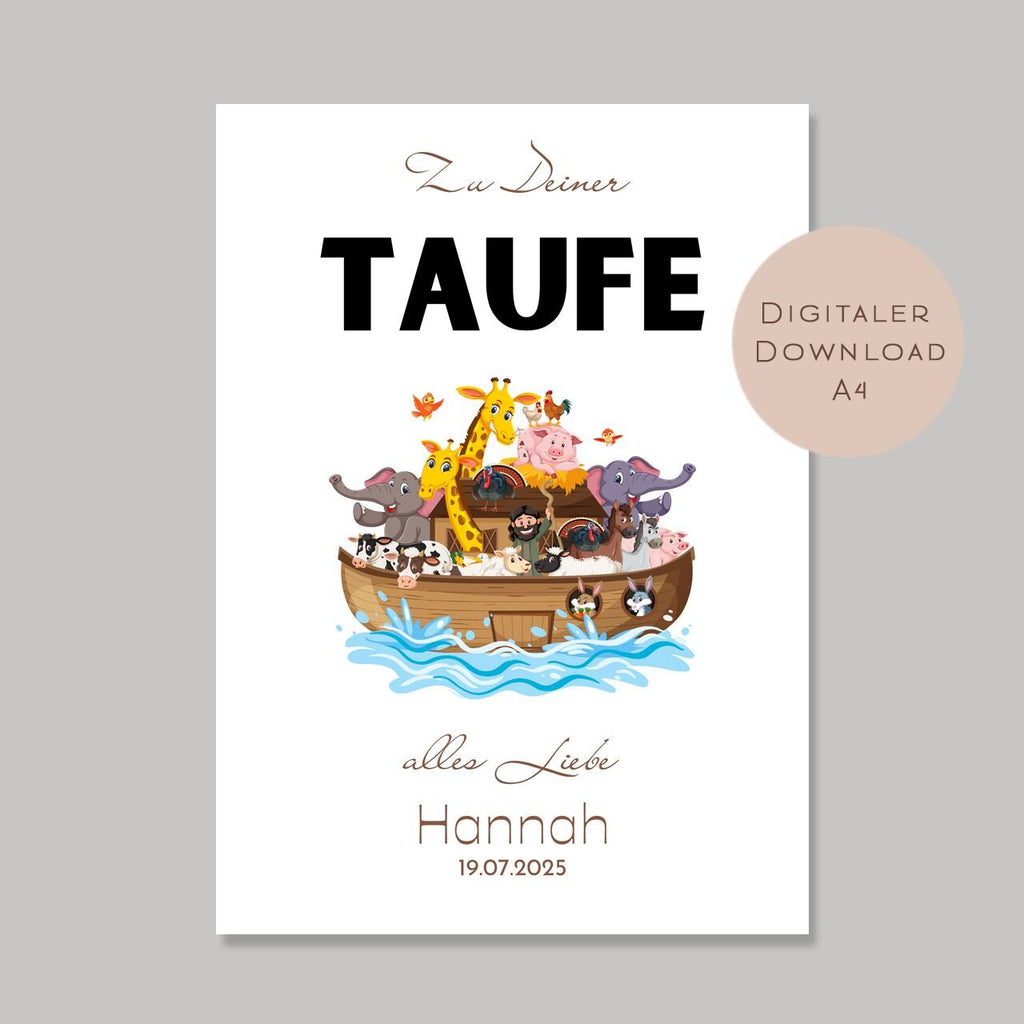 Digital Geldgeschenk Taufe Arche Noah Taufgeschenk personalisiert mit Name Geld schenken Geschenk Taufpate Gutschein Wunscherfüller download