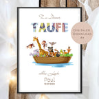 Digital Geldgeschenk Taufe Arche Noah Taufgeschenk personalisiert Name Geld schenken Geschenk Taufpate Gutschein Wunscherfüller download A4