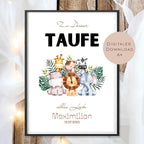 Digital Geldgeschenk Taufe Tiere Taufgeschenk personalisiert mit Name Geld schenken Geschenk Taufpate Gutschein Wunscherfüller download A4
