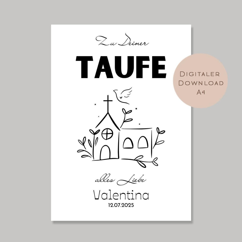 Digital Geldgeschenk Taufe Kirche Taube Taufgeschenk personalisiert Name Geld schenken Geschenk Taufpate Gutschein Wunscherfüller download