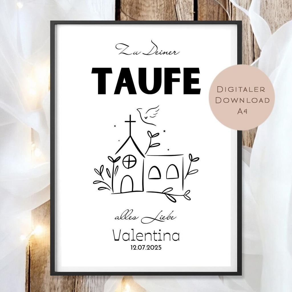 Digital Geldgeschenk Taufe Kirche Taube Taufgeschenk personalisiert Name Geld schenken Geschenk Taufpate Gutschein Wunscherfüller download