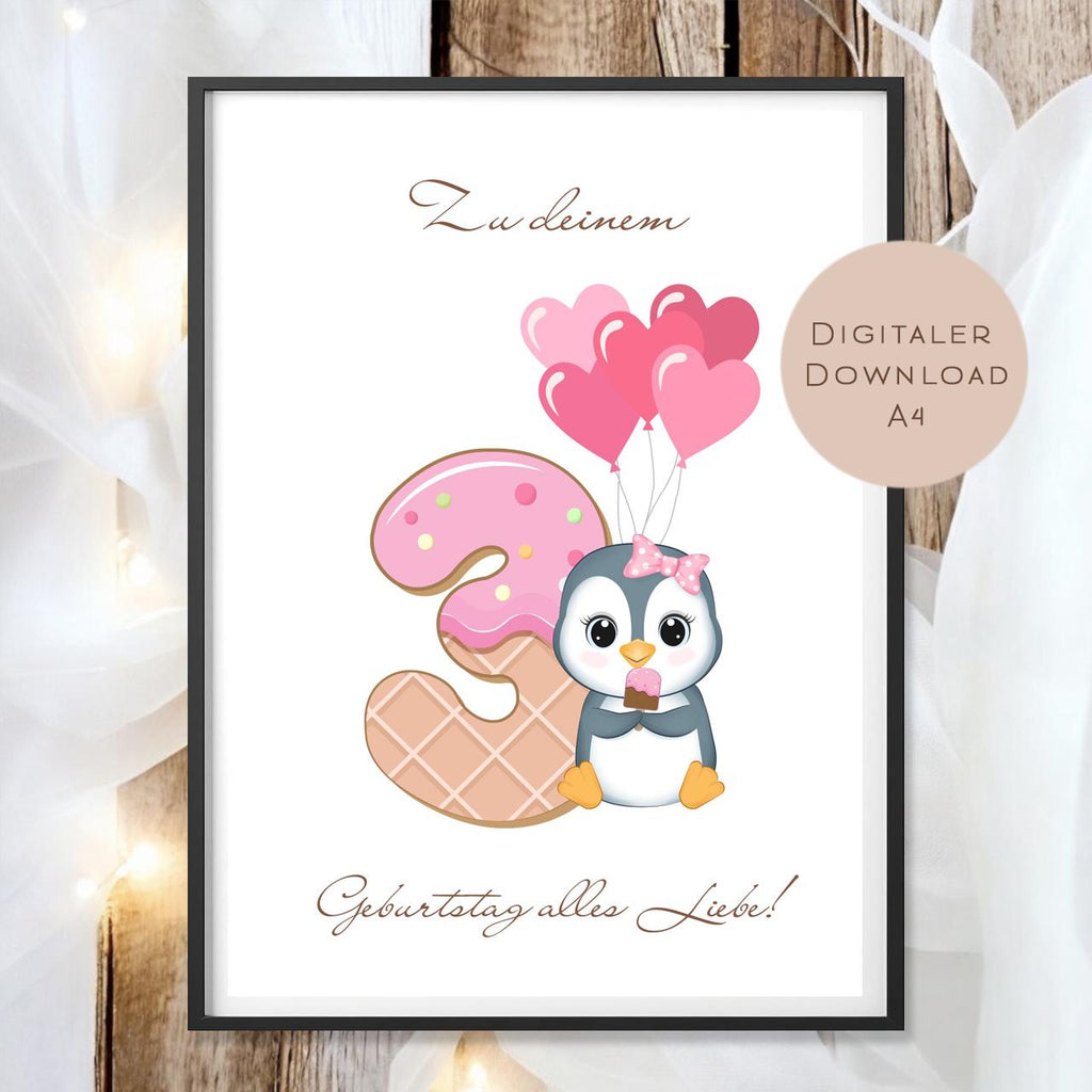 Digital Geldgeschenk 3 Geburtstag dritter Geburtstag Geld schenken Geschenk Gutschein Geburtstagsgeschenk Wunscherfüller download A4