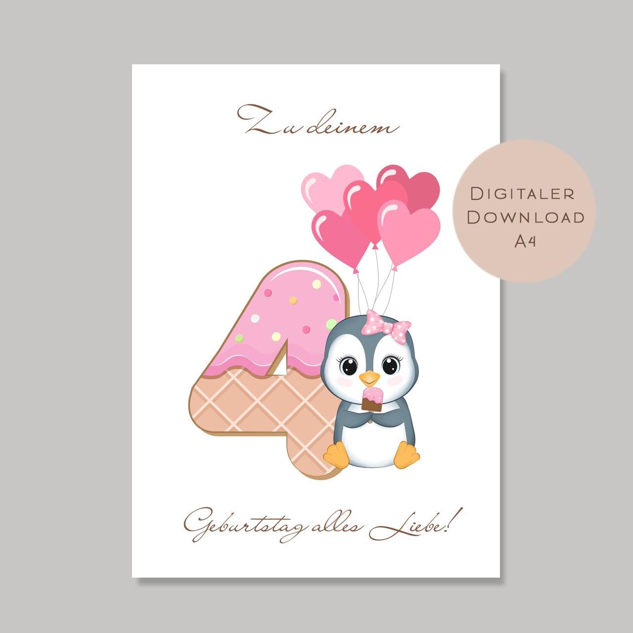 Digital Geldgeschenk 4 Geburtstag vierter Geburtstag Geld schenken Geschenk Gutschein Geburtstagsgeschenk Wunscherfüller download A4