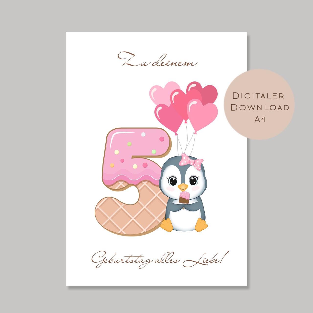 Digital Geldgeschenk 5 Geburtstag fünfter Geburtstag Geld schenken Geschenk Gutschein Geburtstagsgeschenk Wunscherfüller download A4