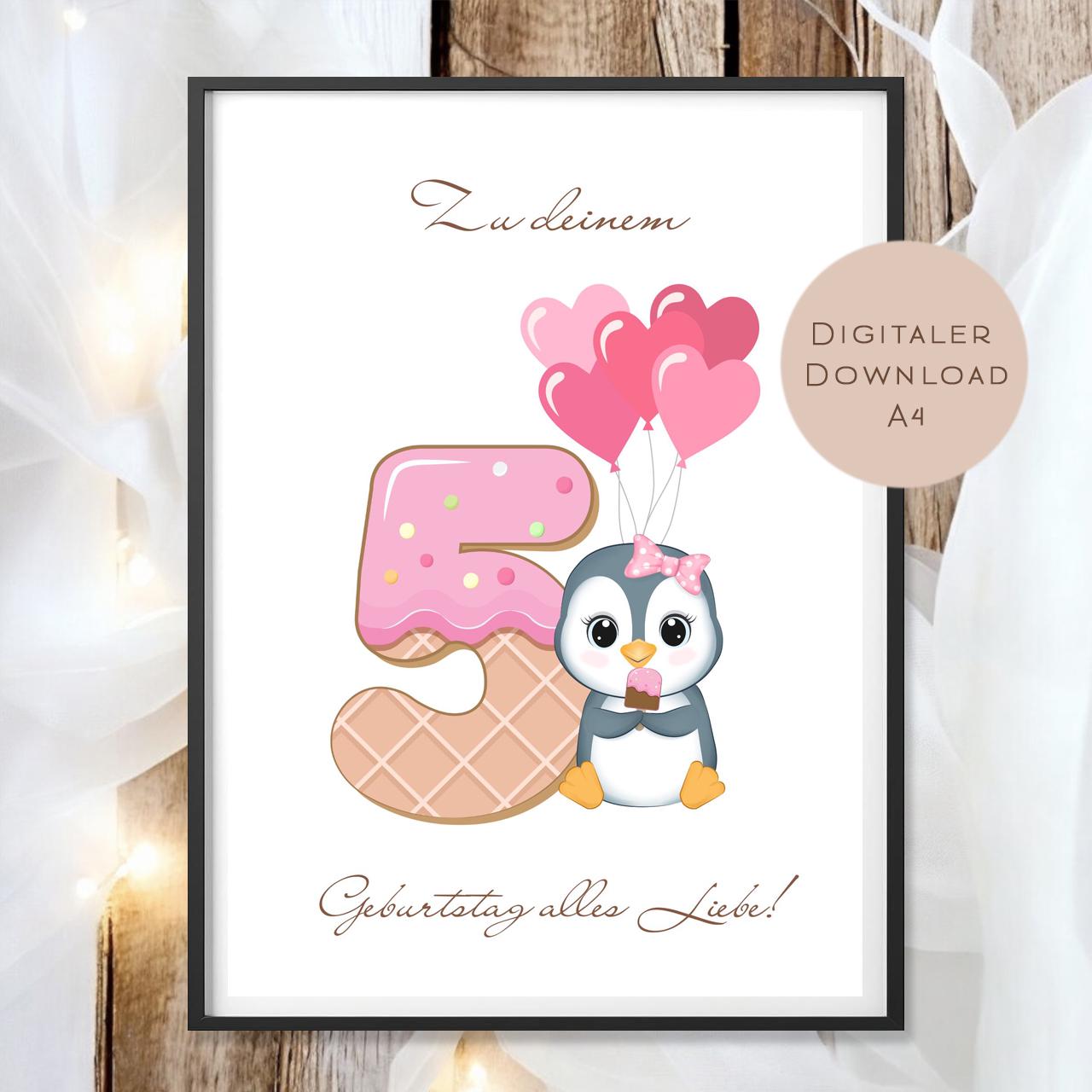 Digital Geldgeschenk 5 Geburtstag fünfter Geburtstag Geld schenken Geschenk Gutschein Geburtstagsgeschenk Wunscherfüller download A4