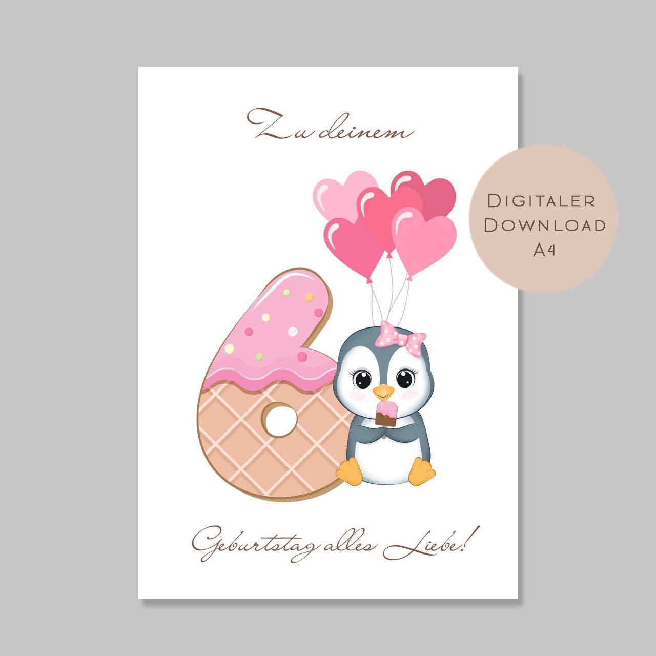 Digital Geldgeschenk 6 Geburtstag sechster Geburtstag Geld schenken Geschenk Gutschein Geburtstagsgeschenk Wunscherfüller download A4