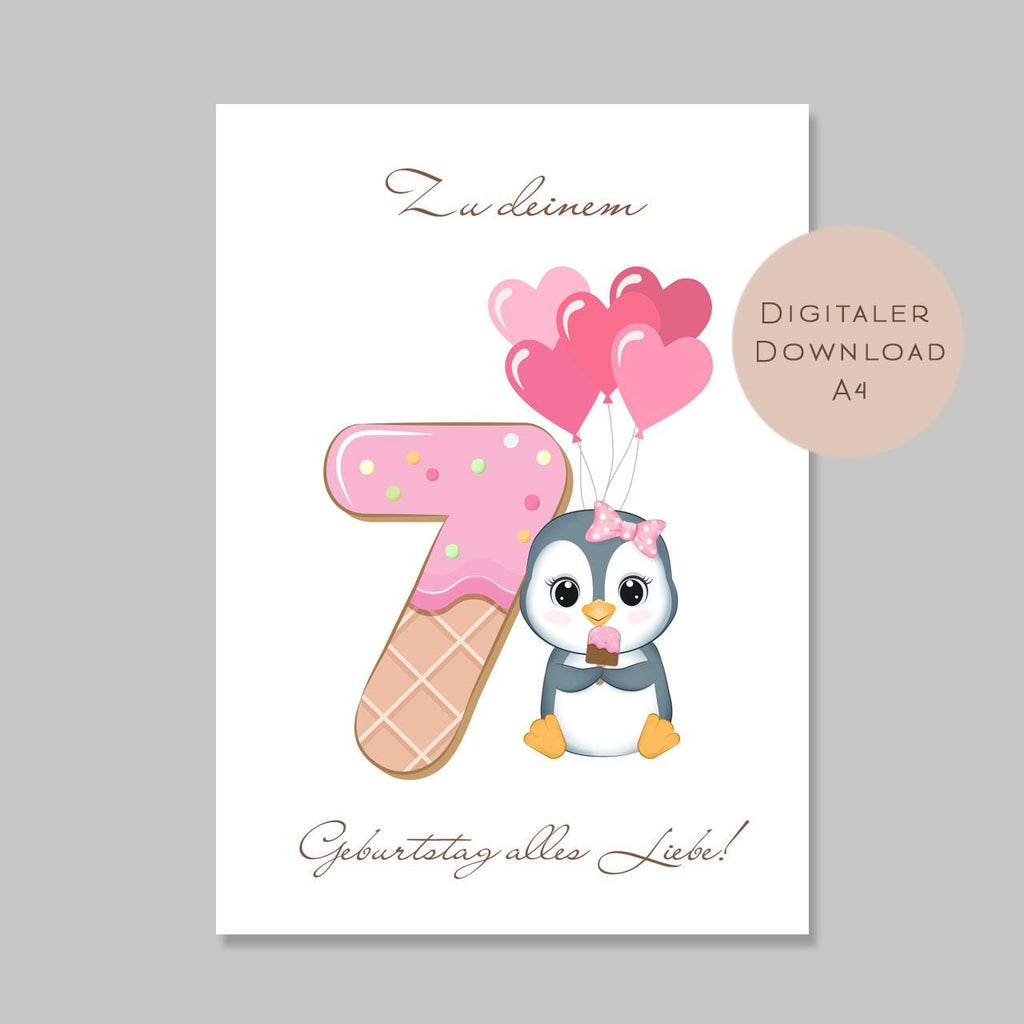 Digital Geldgeschenk 7 Geburtstag siebter Geburtstag Geld schenken Geschenk Gutschein Geburtstagsgeschenk Wunscherfüller download A4