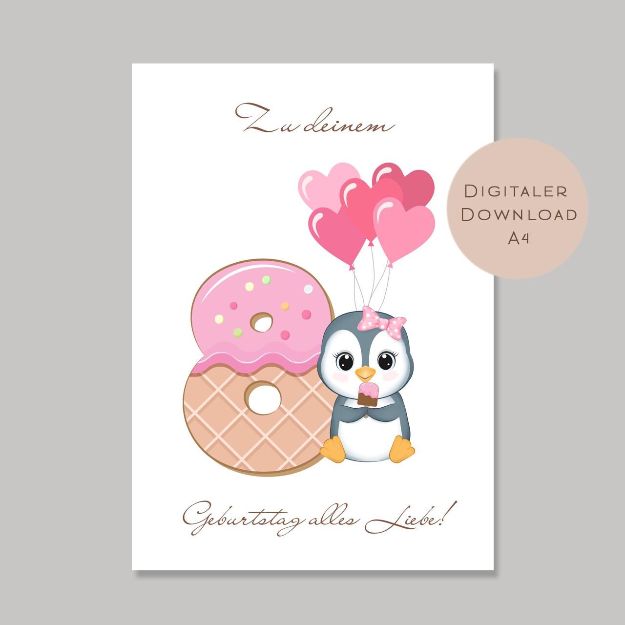 Digital Geldgeschenk 8 Geburtstag achter Geburtstag Geld schenken Geschenk Gutschein Geburtstagsgeschenk Wunscherfüller download A4