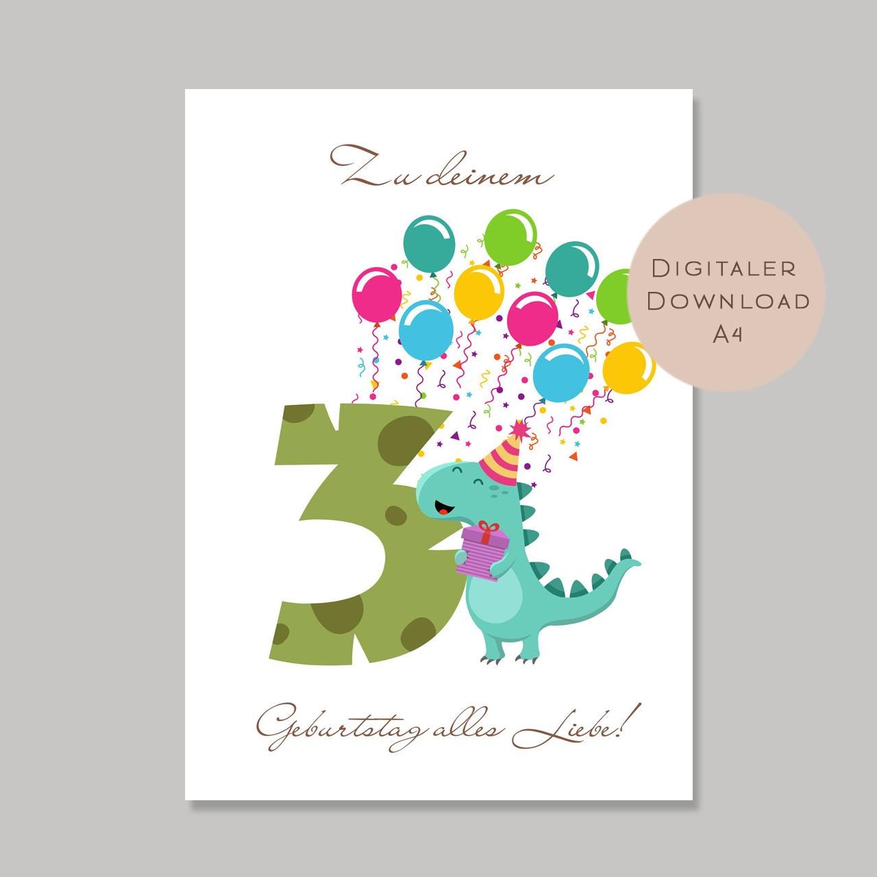 Digital Geldgeschenk 3 Geburtstag dritter Geburtstag Geld schenken Geschenk Gutschein Geburtstagsgeschenk Wunscherfüller download A4