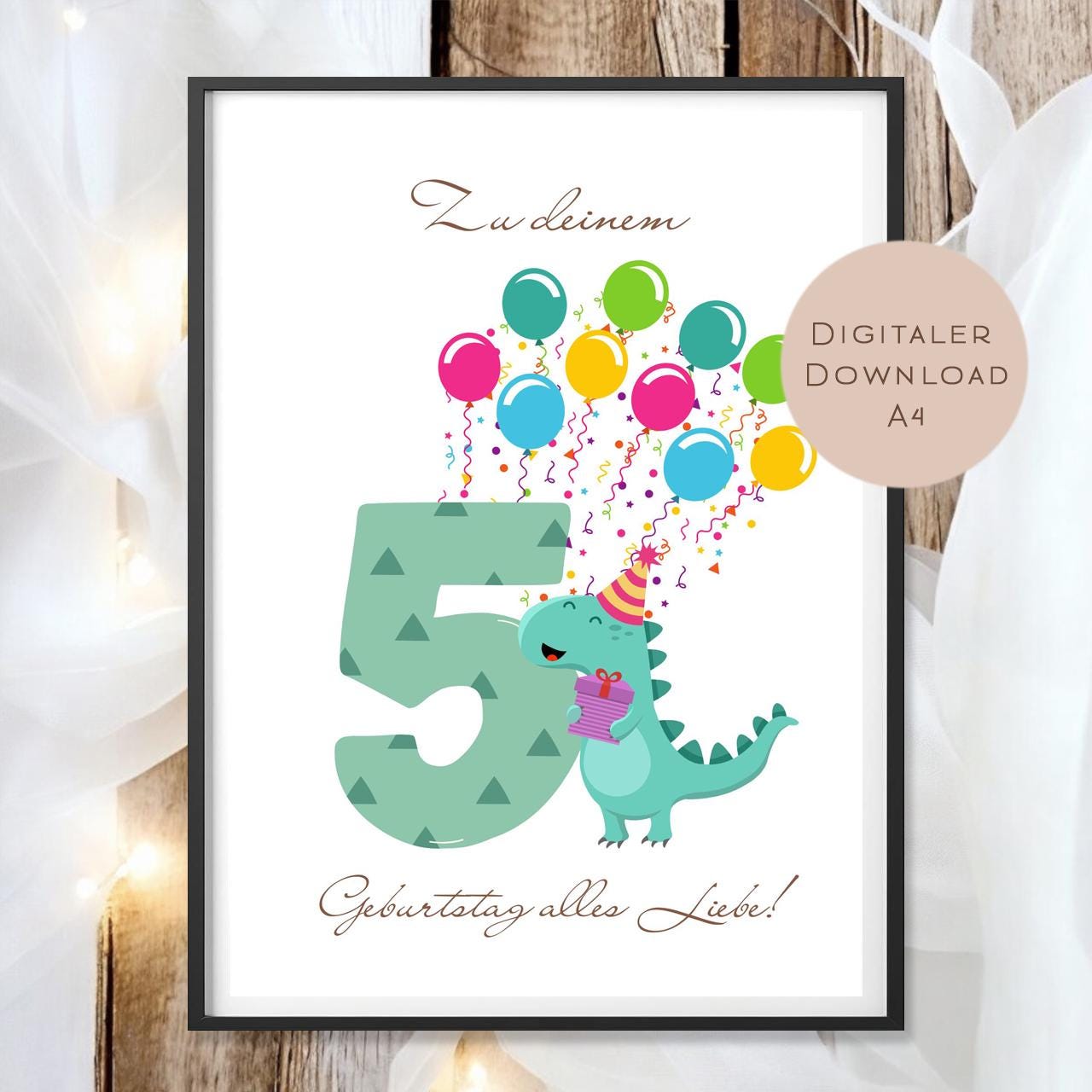 Digital Geldgeschenk 5 Geburtstag fünfter Geburtstag Geld schenken Geschenk Gutschein Geburtstagsgeschenk Wunscherfüller download A4