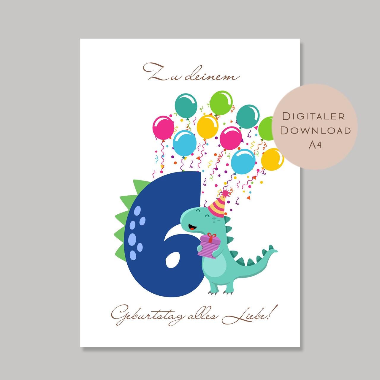 Digital Geldgeschenk 6 Geburtstag sechster Geburtstag Geld schenken Geschenk Gutschein Geburtstagsgeschenk Wunscherfüller download A4