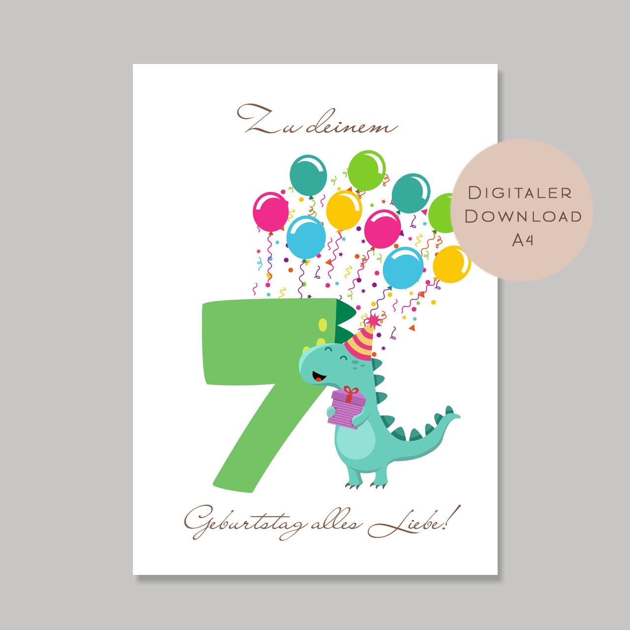 Digital Geldgeschenk 7 Geburtstag siebter Geburtstag Geld schenken Geschenk Gutschein Geburtstagsgeschenk Wunscherfüller download A4