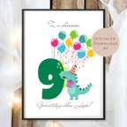 Digital Geldgeschenk 9 Geburtstag neunter Geburtstag Geld schenken Geschenk Gutschein Geburtstagsgeschenk Wunscherfüller download A4