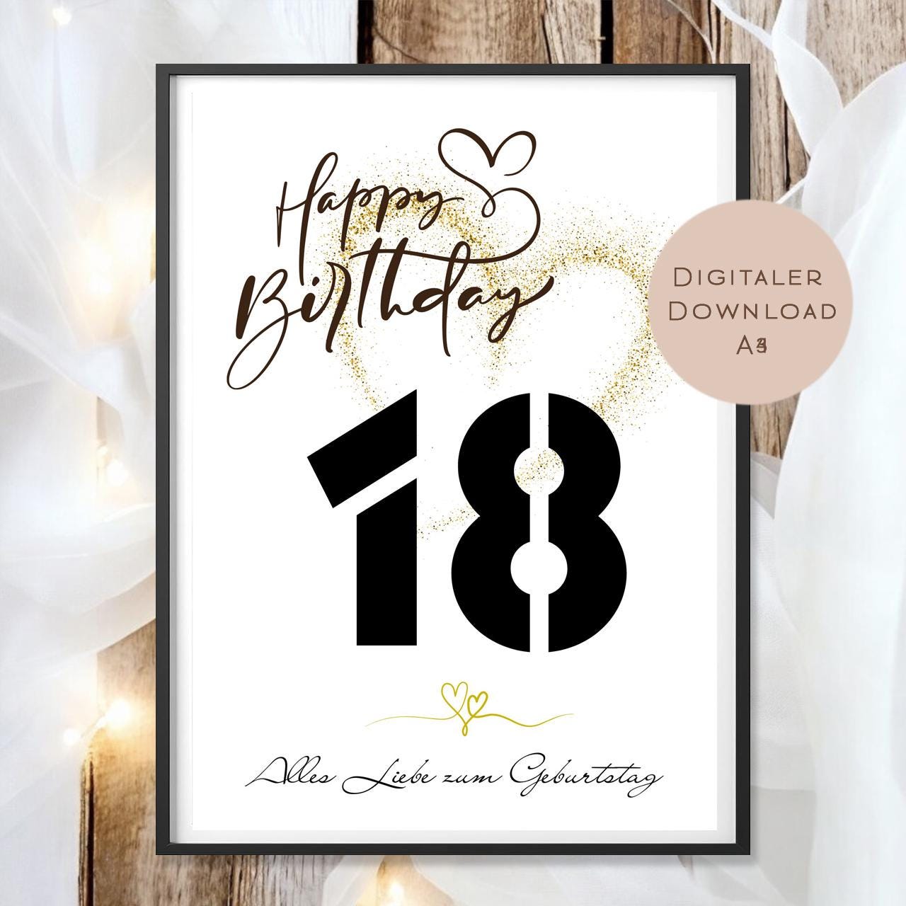 Geldgeschenk zum 18. Geburtstag Geld schenken Geschenk Gutschein Geburtstagsgeschenk Wunscherfüller zum sofort ausdrucken download PDF A4