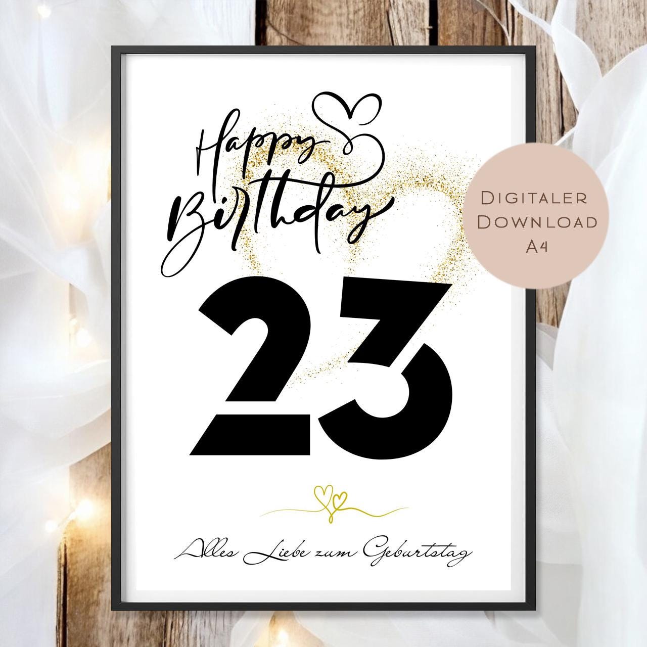 Geldgeschenk zum 23. Geburtstag Geld schenken Geschenk Gutschein Geburtstagsgeschenk Wunscherfüller zum sofort ausdrucken download PDF A4