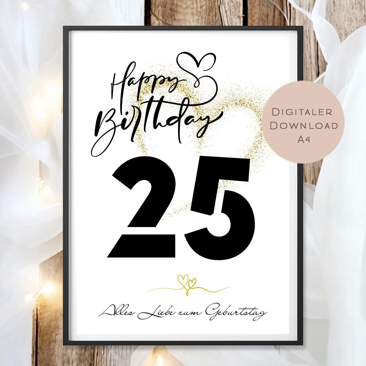 Geldgeschenk zum 25. Geburtstag Geld schenken Geschenk Gutschein Geburtstagsgeschenk Wunscherfüller zum sofort ausdrucken download PDF A4